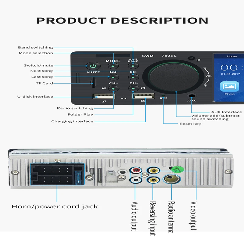 M2 Car Radio Autoradio Player 12V Bluetooth Audio Mp3 Phone Charge Usb Auto Stereo Remote Control | Автомобили и мотоциклы