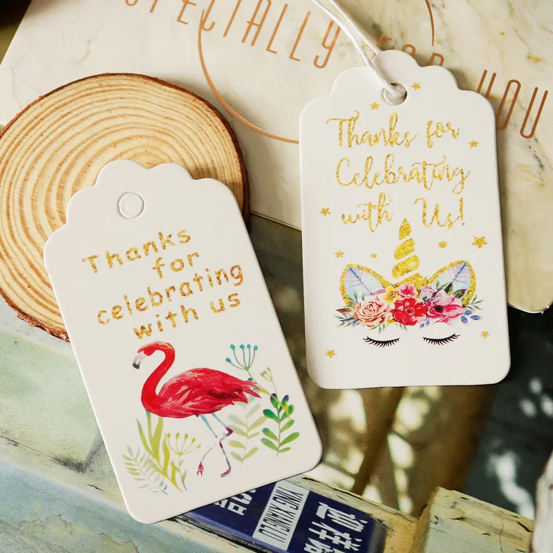 300 шт. фламинго и единорог Бумага теги спасибо &quotсделай сам&quot хороший подарок на