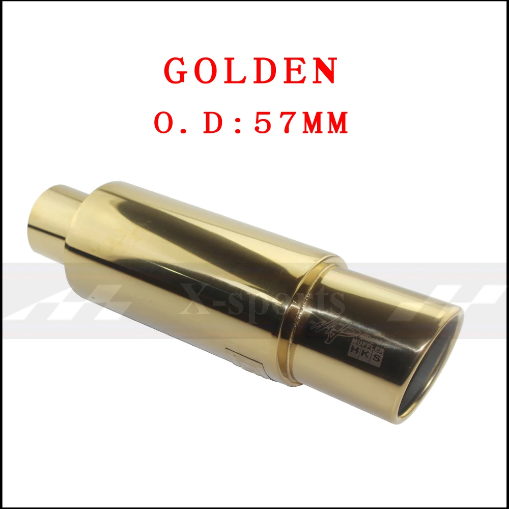 golden 57mm Авто Мото укладки выхлопные системы Совет глушитель выхлопной трубы Высокое качество Универсальный нержавеющая сталь O.D 51 57 63 мм овальные глушители - Цвет: golden 57mm