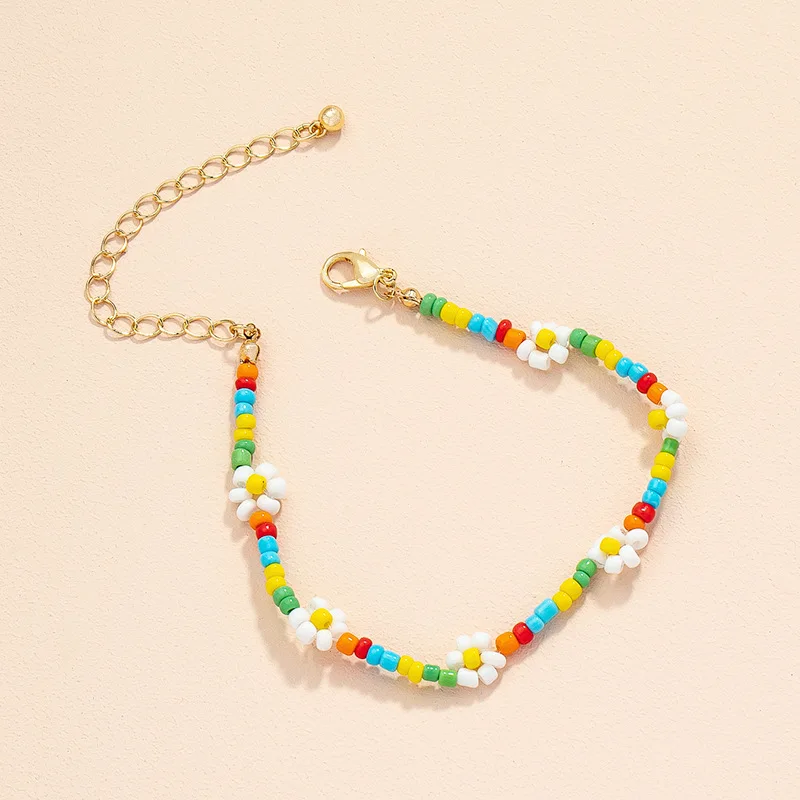 

Ins Simple Fashion Color Flower Acrylic Beaded Bracelet Female European and American New Retro Personality Design Hand Jewelry