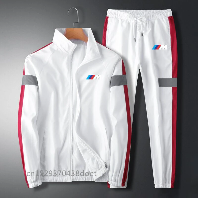 

2021 Hooded tracksuit Men Set Sporting for smile bmw Jacket+Pants 2 Pieces Sweatshirt &Pant racing Suit gy