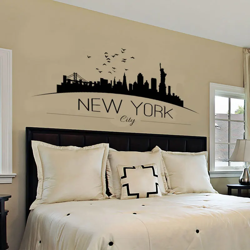 Настенная Наклейка с изображением Нью-Йорка переводная картинка для спальни