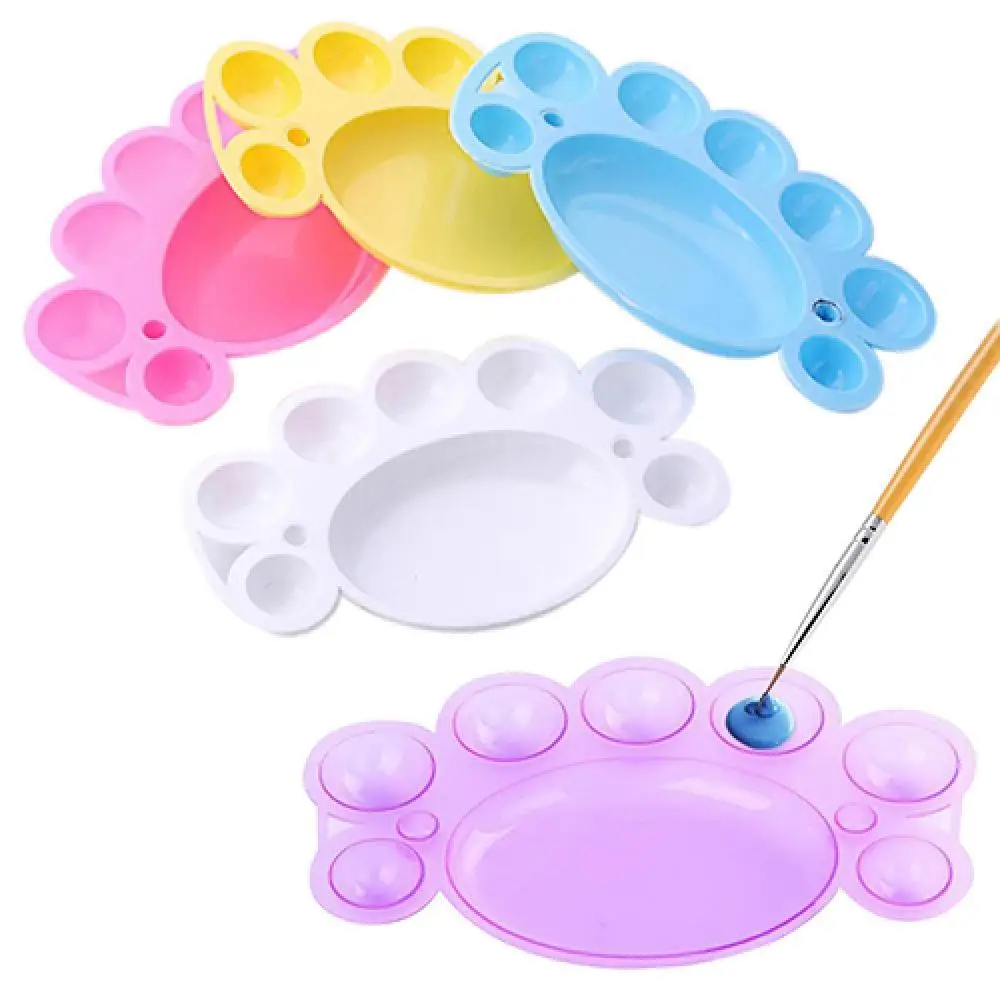 

50% Hot Sale 2Pcs Footprint Style Nail Art Polish Color Mixing Palette Painting Manicure Plastic Tool Footprint Art alternatives