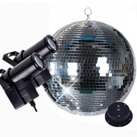 thrisdar dia25cm 30cm reflective glass rotating disco mirror ball with motor 10w rgb pinspot beam home party stage lamps
