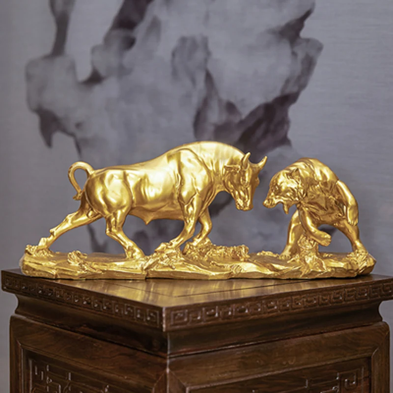 

Luxury Golden Animal Tiger Shape Model Statue Living Room Decoration Wine Cabinet Ornaments Figurine Resin Craft Xms Gifts