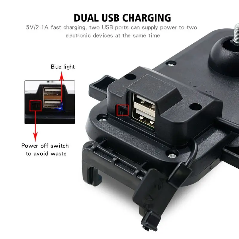 Мотоцикл зеркало крепление мобильный телефон держатель кронштейн с USB зарядное