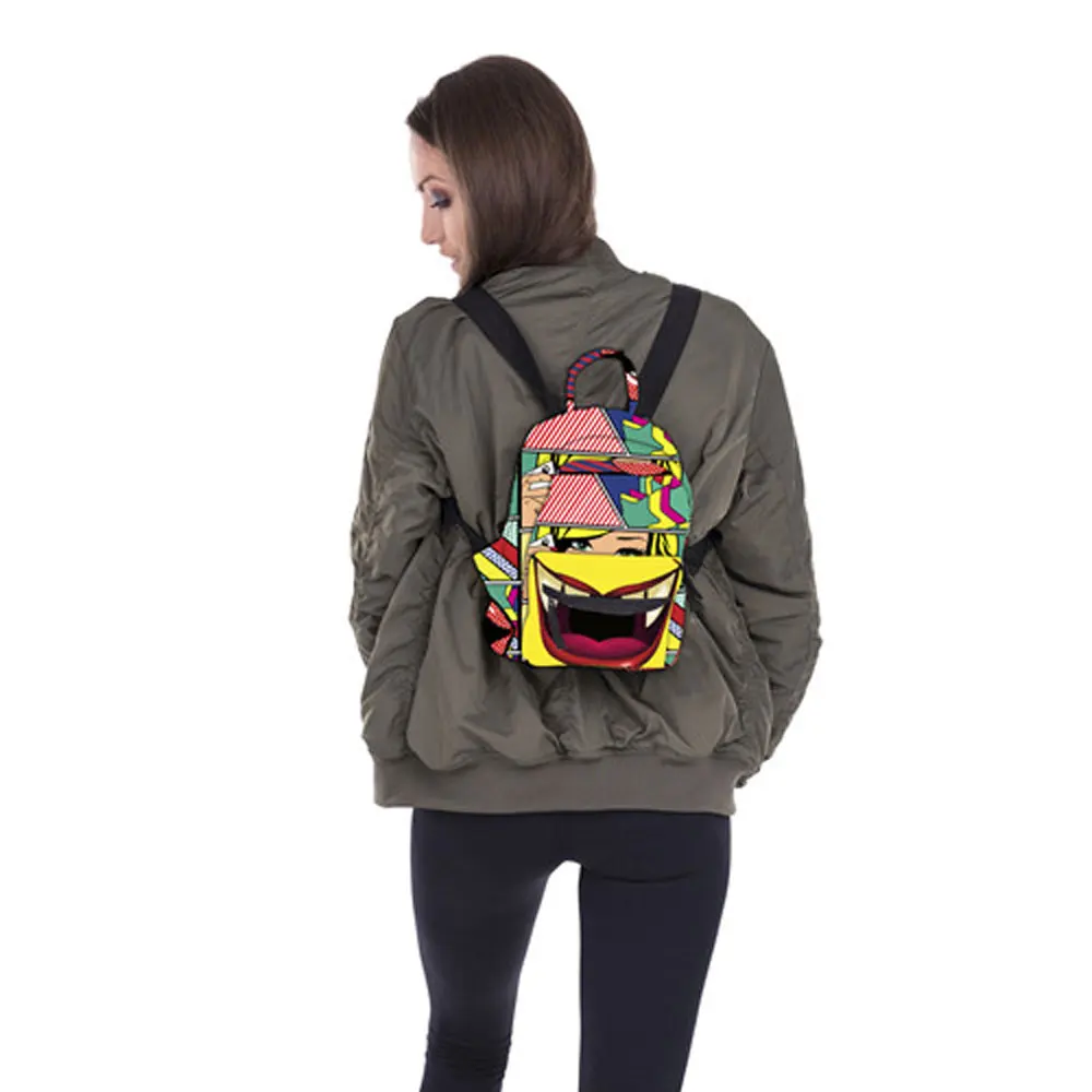 Fashion Women Backpack Anime Print Kids Cartoons Backpack Kawaii Small School Bag For Girls Yellow Waterproof