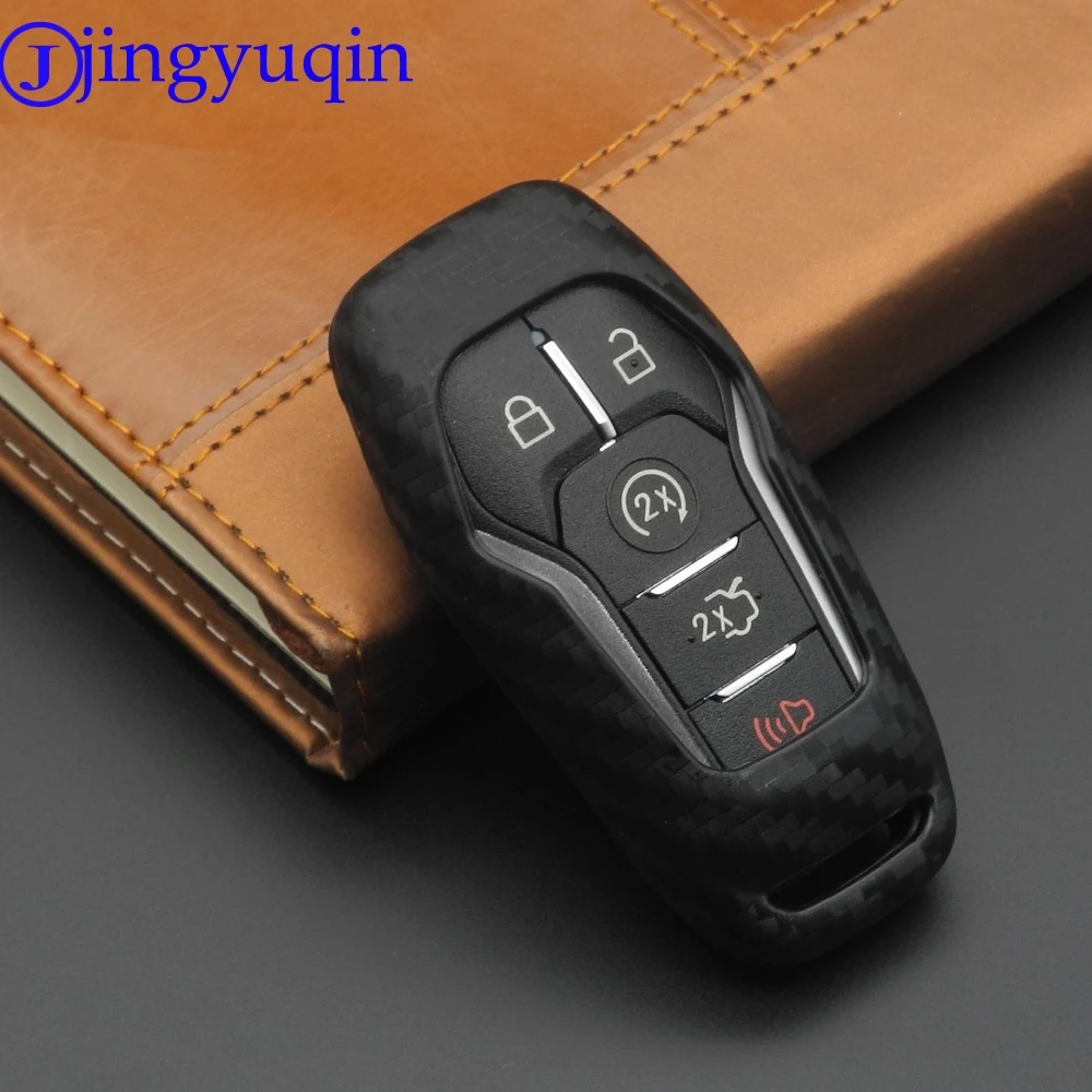 Jingyuqin 5 кнопок из углеродного волокна Patten мягкий силикон для Ford Edge Explorer Fusion 2015 2016
