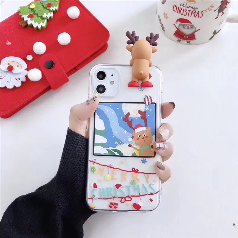 Cartoon Deer Christmas Phone Case For iPhone 11 Pro Max XR XS X Silicone Matte Cover 7 8 Plus 6 6S Xmas Gifts |