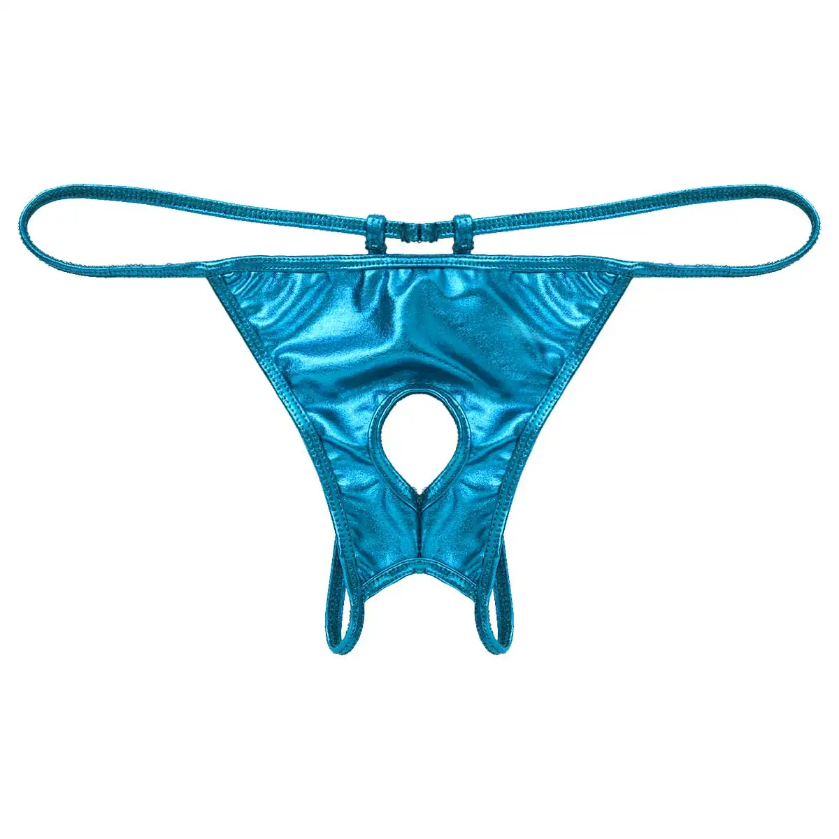 Блестящие металлические стринги с открытыми дырками микро мини сексуальные