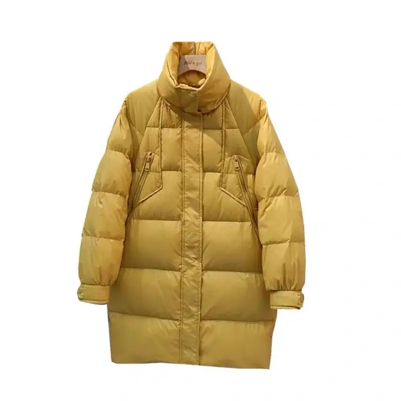 

2020 winter new down jacket mid-length casual and elegant Korean fashion white duck down loose and comfortable women's jacket