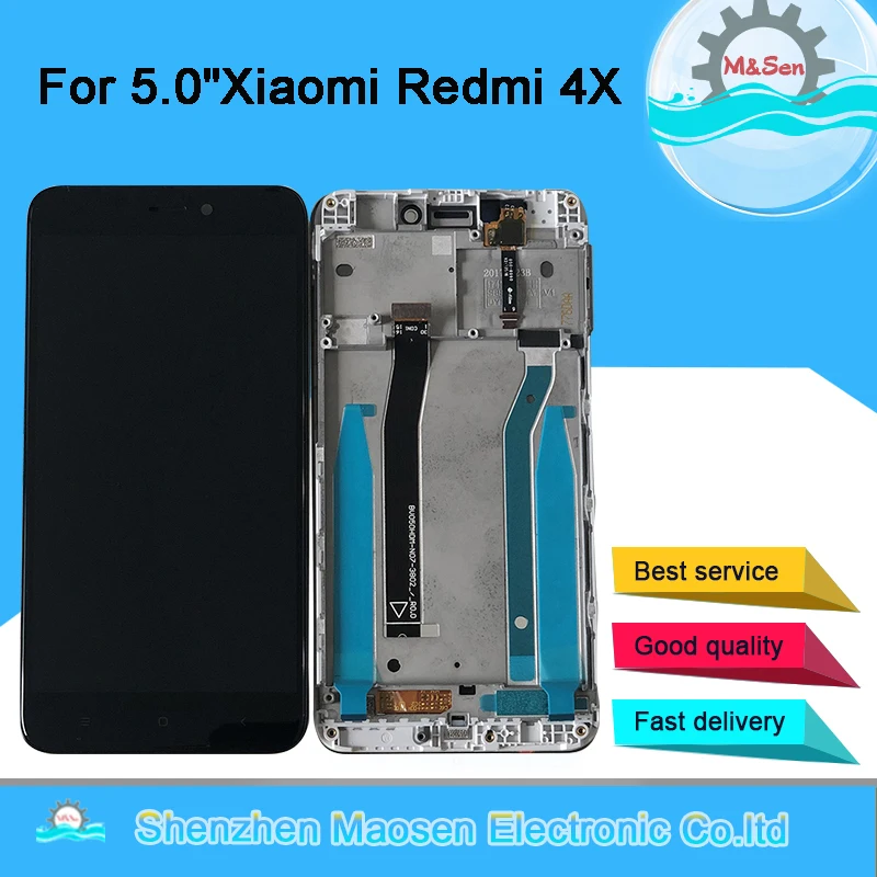 

ЖК-дисплей и сенсорная панель M & Sen для Xiaomi Redmi 4X, 5,0 дюйма, дигитайзер, рамка для Redmi 4X, дисплей с поддержкой 10 касаний, оригинал