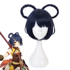 Парик с короткой косичкой Game Genshin Impact Xiangling, темно-синий, термостойкий для косплея костюма, из синтетических волос, Xiang Ling, женские парики