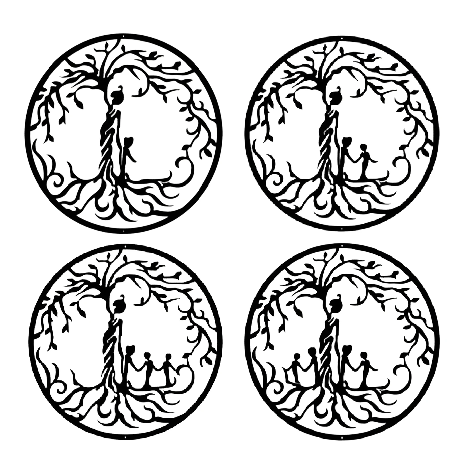 

Настенное искусство мать и дети Дерево металлический подвесной силуэт 14 дюймов ширина легко установить
