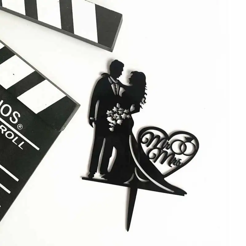 Свадебный торт акриловое украшение украшения для кексов жениха невесты Mr Mrs Свадебные украшения Свадебный юбилей вечерние торт топ декор с флагами - Цвет: picture show 01