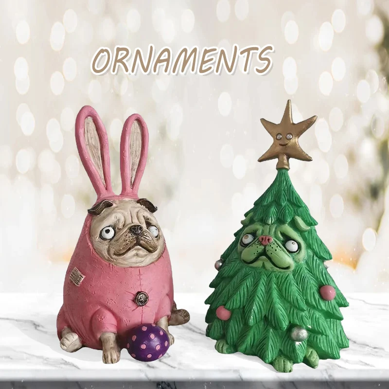 

2021 Festival Animal Statue Resin Dog in Xmas Tree / Bunny Costume Christmas / Easter /Halloween Ornament for Indoor Outdoor