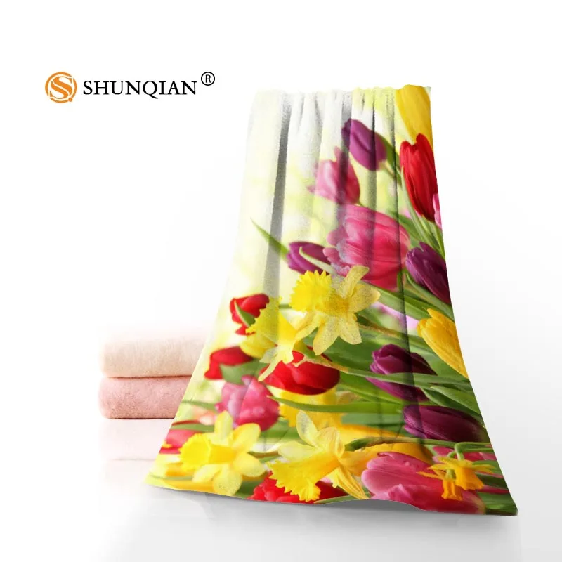 

Nature Flowers Tulips Towels Microfiber Bath Towels Travel,Beach,Face Towel Custom Creative Towel Size 35X75cm And 70X140cm A8.8
