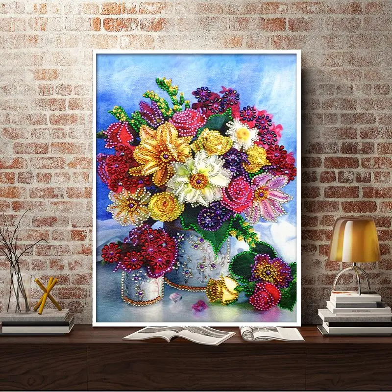 P15D Beautiful Flowers 5D Special Shaped Diamond Painting Embroidery Needlework Rhinestone Crystal Cross Craft Stitch Kit DIY | Дом и сад