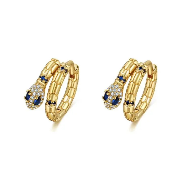 

Surflove Snake-Shaped Earrings Gold-Plated Blue Zircon Jewelry Women's Coiled Snake-Shaped Earrings Party Banquet Birthday Gift