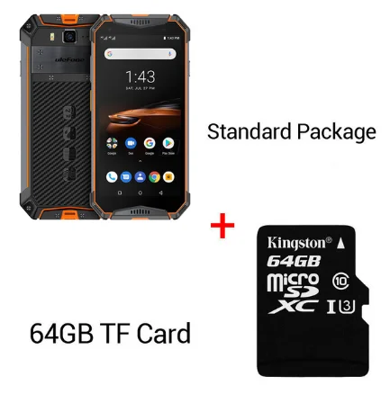 Ulefone Armor 3 Вт IP68 водонепроницаемый мобильный телефон 10300 мАч 5," FHD+ Восьмиядерный 6 ГБ+ 64 ГБ helio P70 Android глобальная версия Smart - Цвет: Orange N 64GB Card