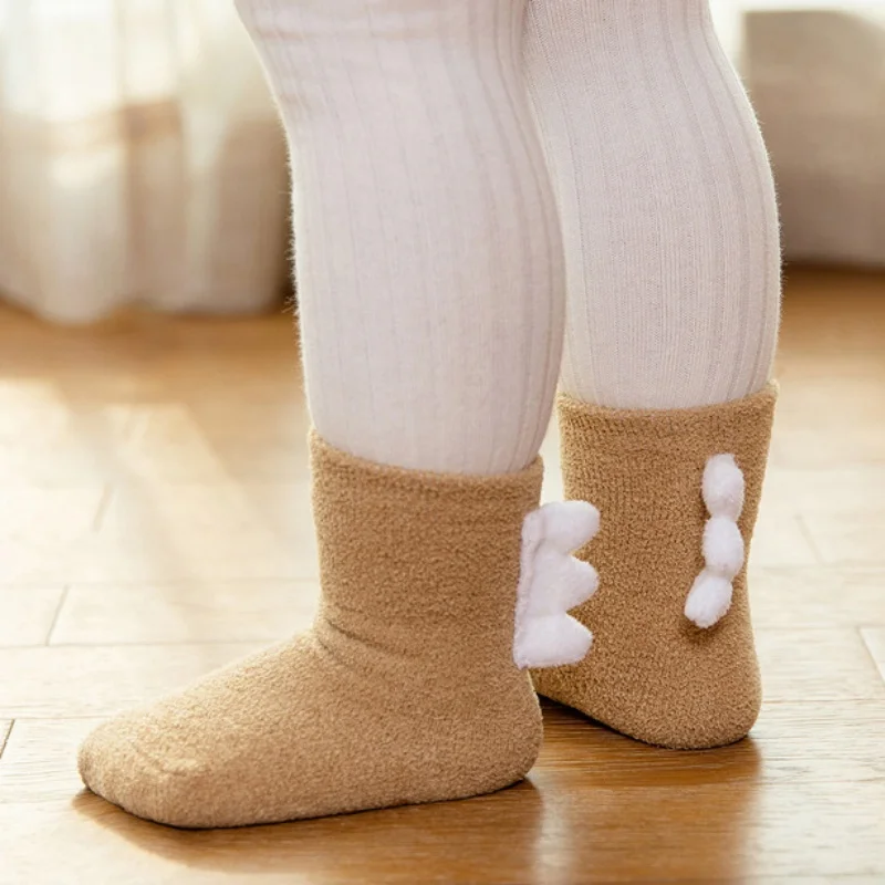 Детские носки осенне зимние из кораллового флиса теплые для малышей мальчиков и