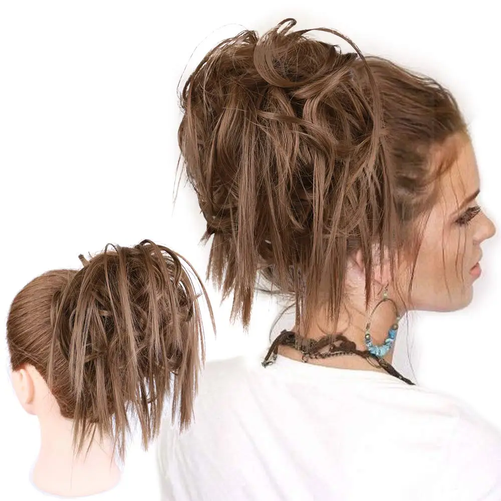 Грязные волосы булочка резинки для женщин шиньоны наращивания синтетический