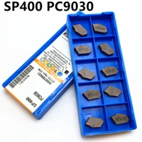 100pcs sp400 pc9030 high quality slotted carbide insert lathe tool turning and grooving cutter sp400pc9030