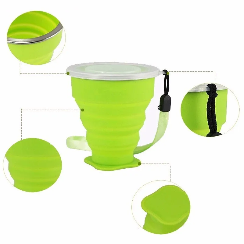 Portable Silicone Retractable Folding Cup Telescopic Collapsible Easy Carry Folder Water Travel Camp Bottles | Дом и сад
