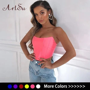 Женский топ без рукавов Artsu, летний сексуальный корсет с открытыми плечами, бюстье с открытой спиной, ASVE60752, 2020
