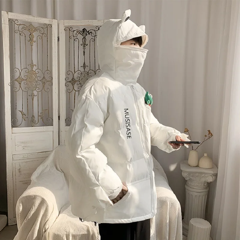 Lovers Thicken Cartoon Hooded Cotton Jacket Men's Autumn and Winter Korean Trendy Brand Design Loose Bread Jacket Harajuku Coat