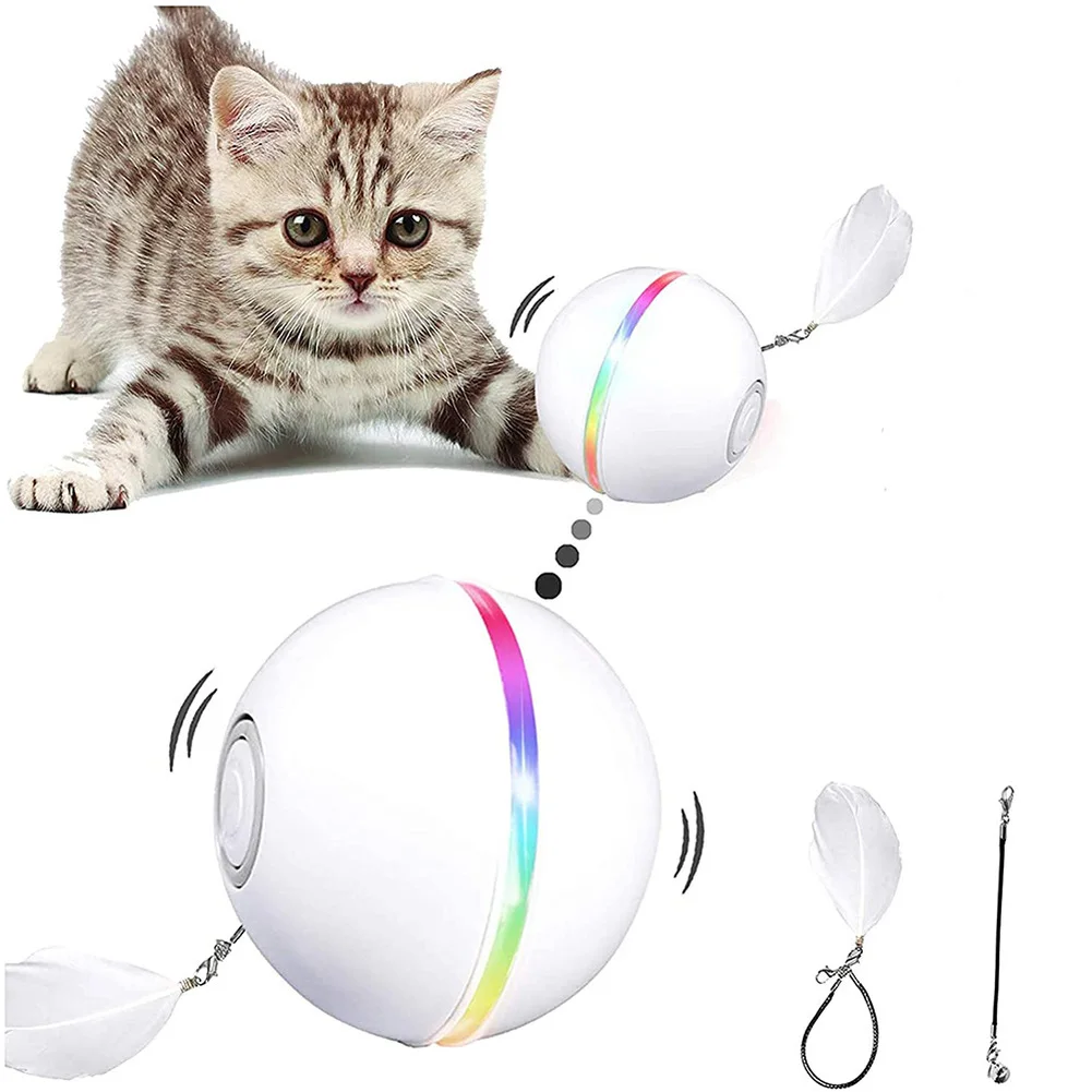 

Smart Cat Toys USB Electric Pet Toys Magic Roller Ball Cat LED Rolling Flash Ball Toy Automatic Rotating Toy for Cat Dog Kids