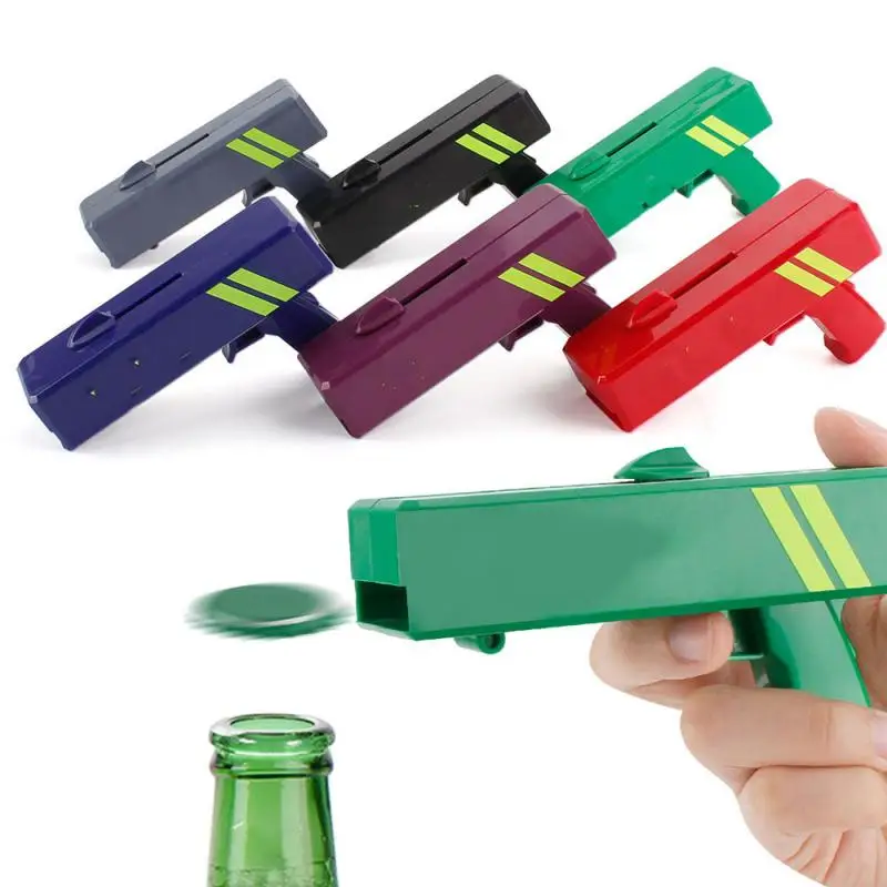 

Funny Can Openers Spring Cap Catapult Launcher Bar Tool Drink Opening Shooter Beer Bottle Opener Creative Gun Shape Kitchen Tool