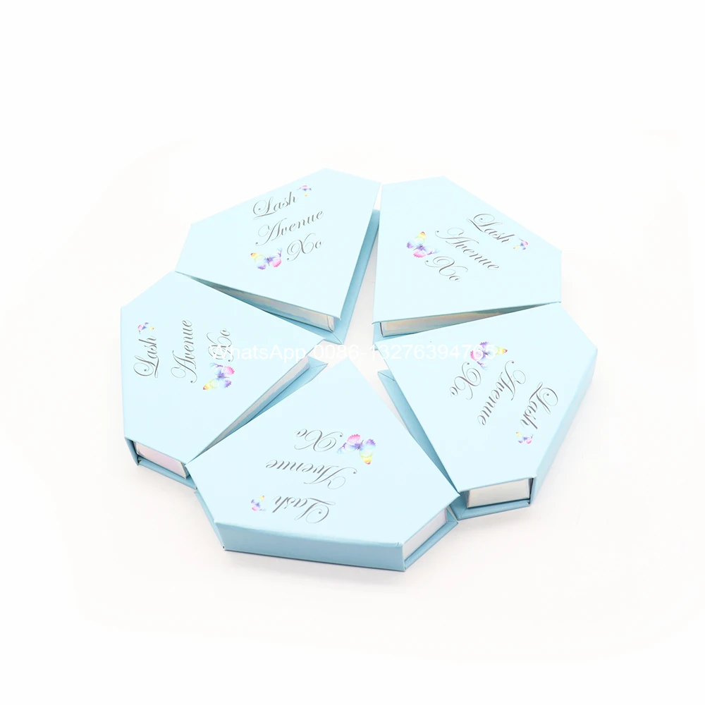 

Light Blue Diamond Butterfly Mink Eyelash Package Box Nature Crisscross Mink Lashes Custom Lashbox Packaging With Logo Free Tray