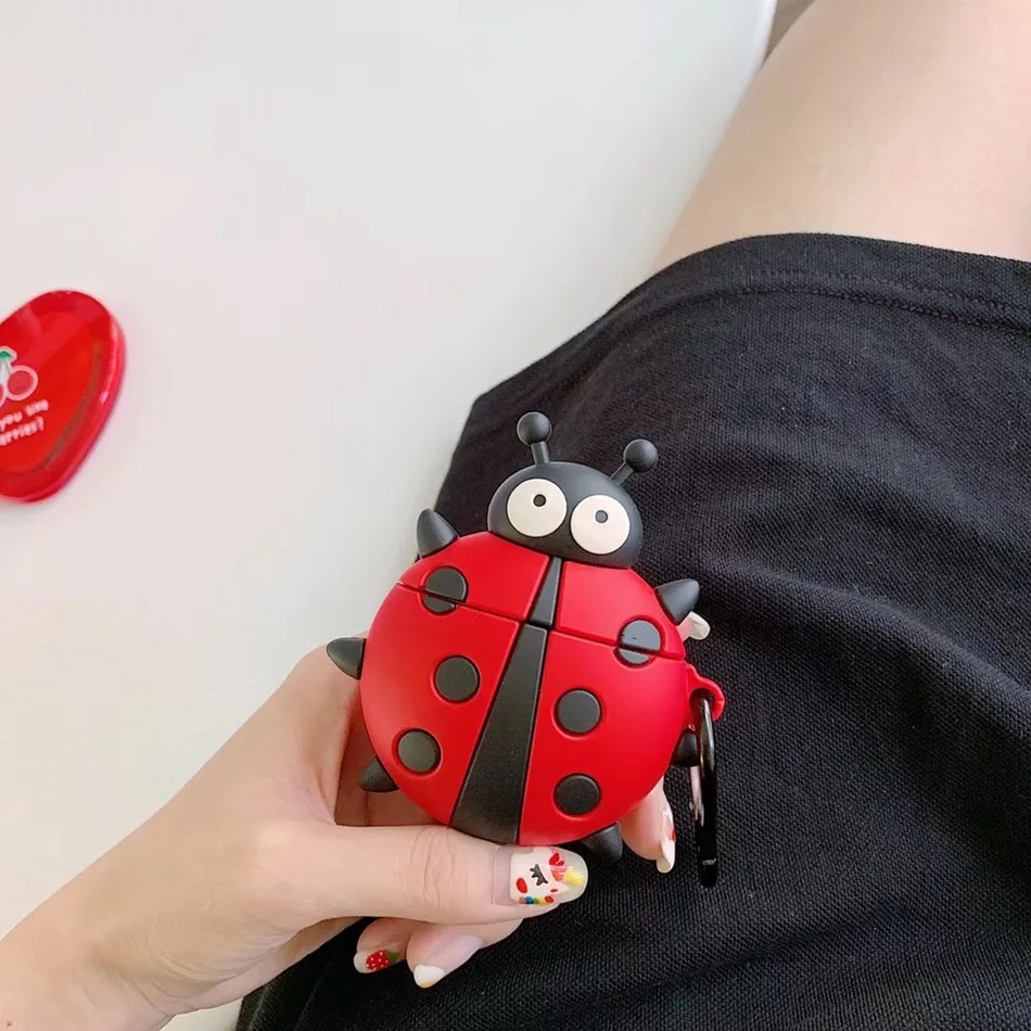 3D Силиконовый наушник чехол для Airpods 2 Чехол милые собаки рыбы мультипликационные наушники чехол для Apple Air pods чехол для Earpods брелок