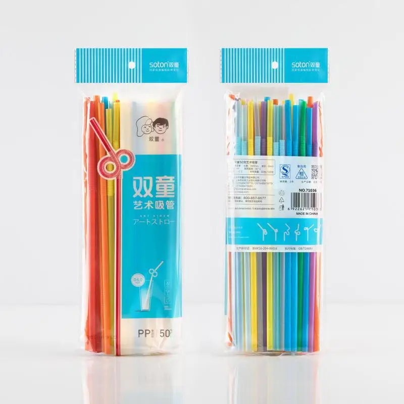 

50/100Pack Disposable Straws Flexible Plastic Straws Striped Multi Colored Rainbow Drinking Straws Bendy Straw Bar Accessories