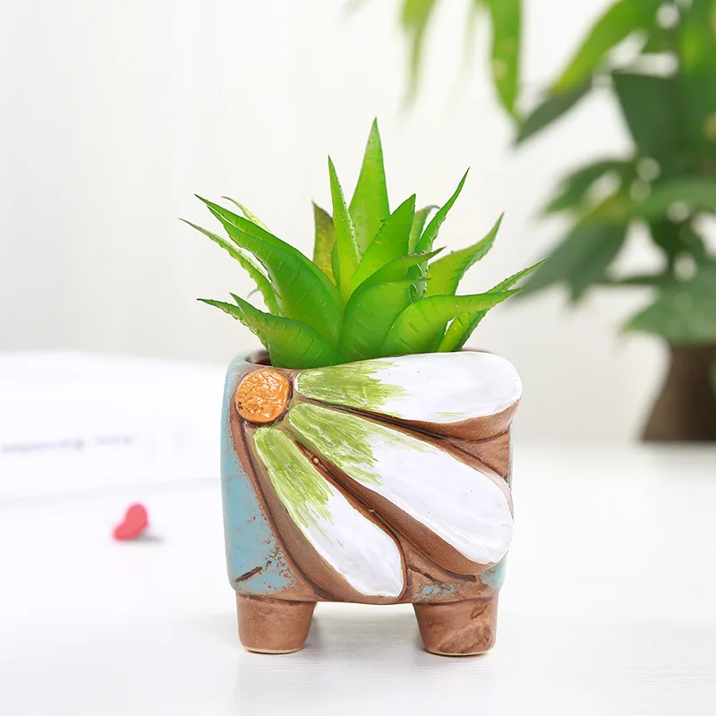 1 шт. ручная роспись керамический горшок для суккулентов домашний садовый