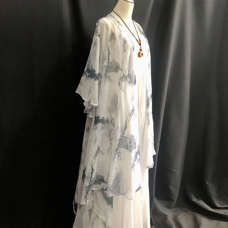 

XITAO Chiffon Print Women Shirt Summer Thin and Light Sun Protection Cardigan Fashion Loose Three Quarter Are Women CLL1431