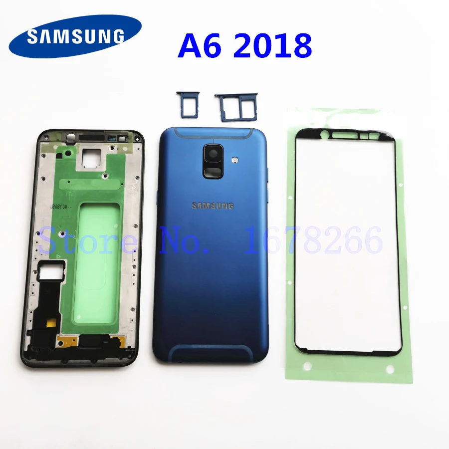 SAMSUNG Galaxy A6 SM A600FN/DS A600 2018 задняя крышка аккумулятора с кнопкой Задняя дверь A600F
