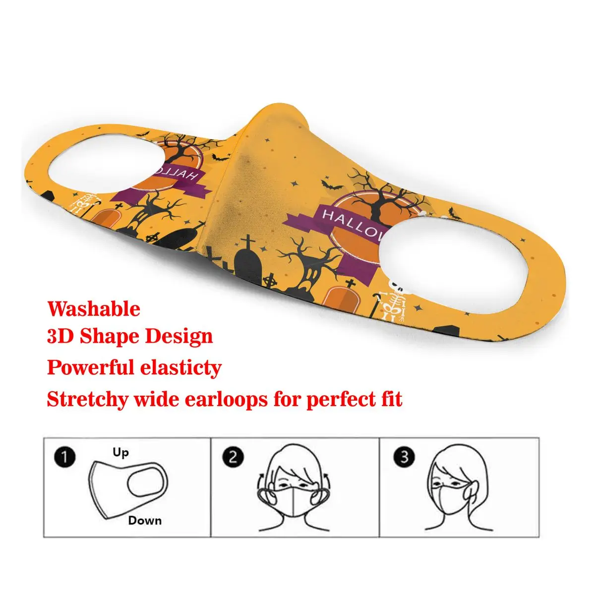

Dust Mask Halloween Skull Mouth Face Mask for Adult Kids Windproof Washable Reusable