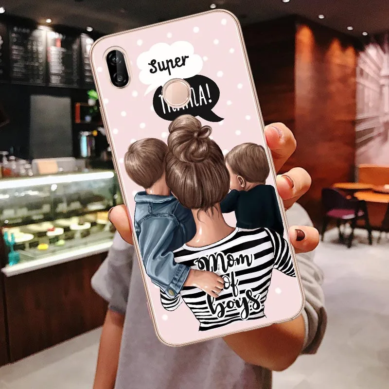 TPU Clear Soft Case For Huawei P30 Lite P30 Pro P20 Lite P20Pro Mate 10 20 Pro Mate 20 Lite Black Brown Hair Baby Mom Girl Cover - Цвет: TPU