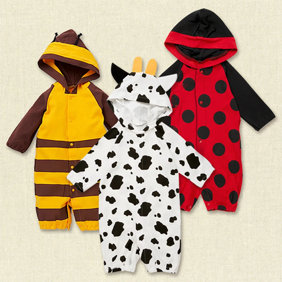 

Hooded Romper Cotton Baby Kids Jumpsuit Clothing Autumn Cute Infant Cartoon Animal Print Outfit Newborn Boys Girls Clothes