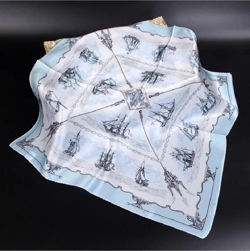 NO 6 - SKY BLUE POBING натуральный шелковый шарф для женщин с кисточками, квадратный платок, платок для маленькой головы,, хиджаб 53x53 см - Цвет: NO 6 - SKY BLUE