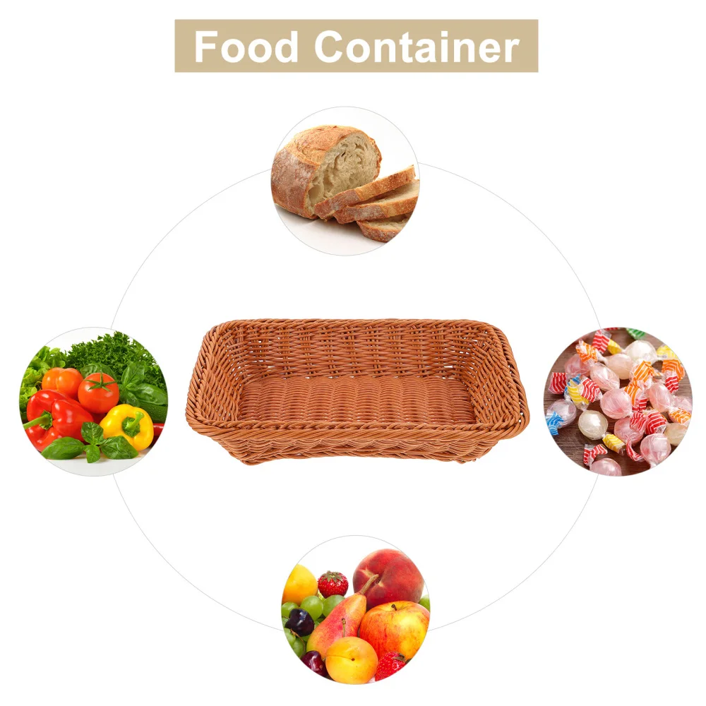 

1Pc Fruit Bread Basket Imitation Woven Basket Retro Bread Display Basket