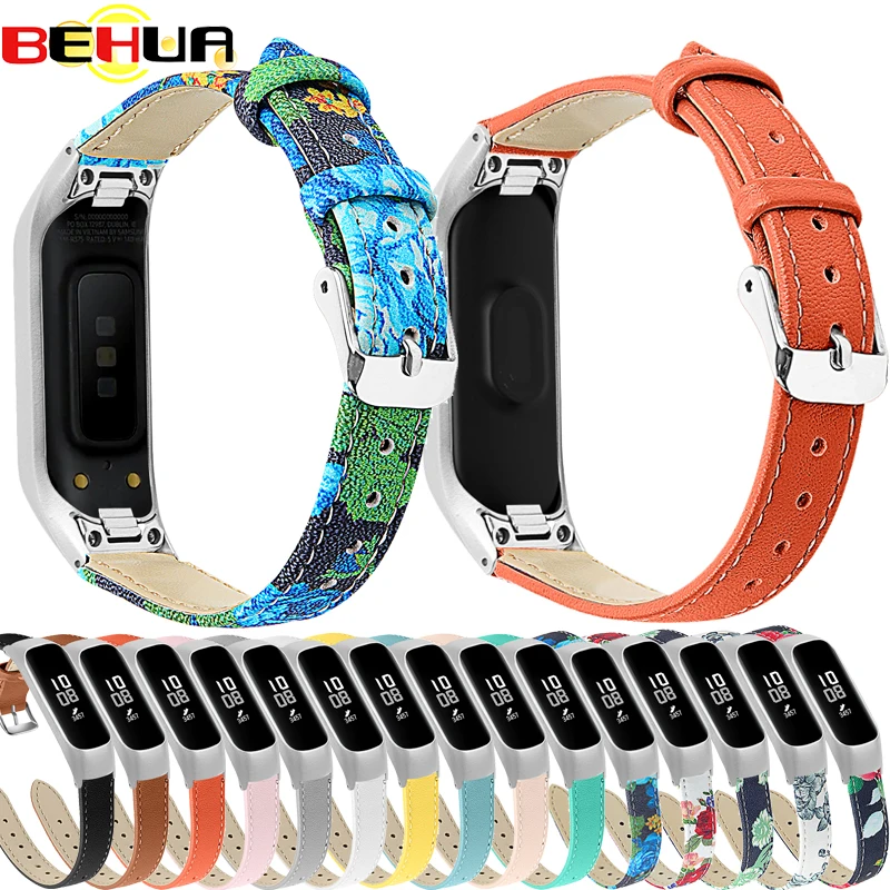 

Leather Strap for Samsung Galaxy Fit-e SM-R375 Watch Bands with frame case Genuine Leather Wristband Replacement Watch Straps