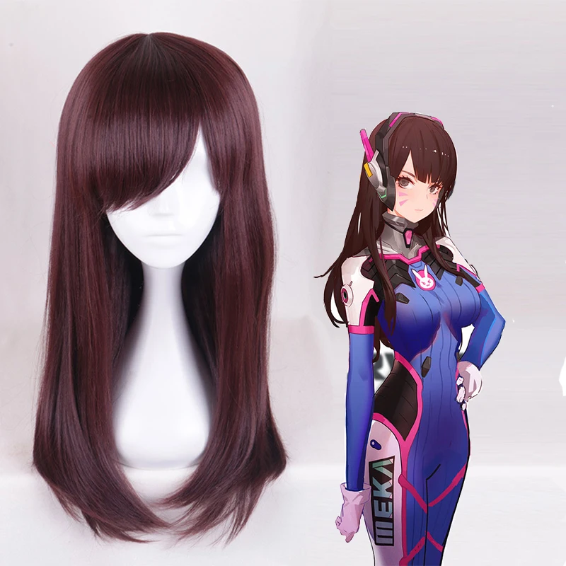 Парик для косплея Game OW DVA Женский термостойкий синтетический Хэллоуина вечерние