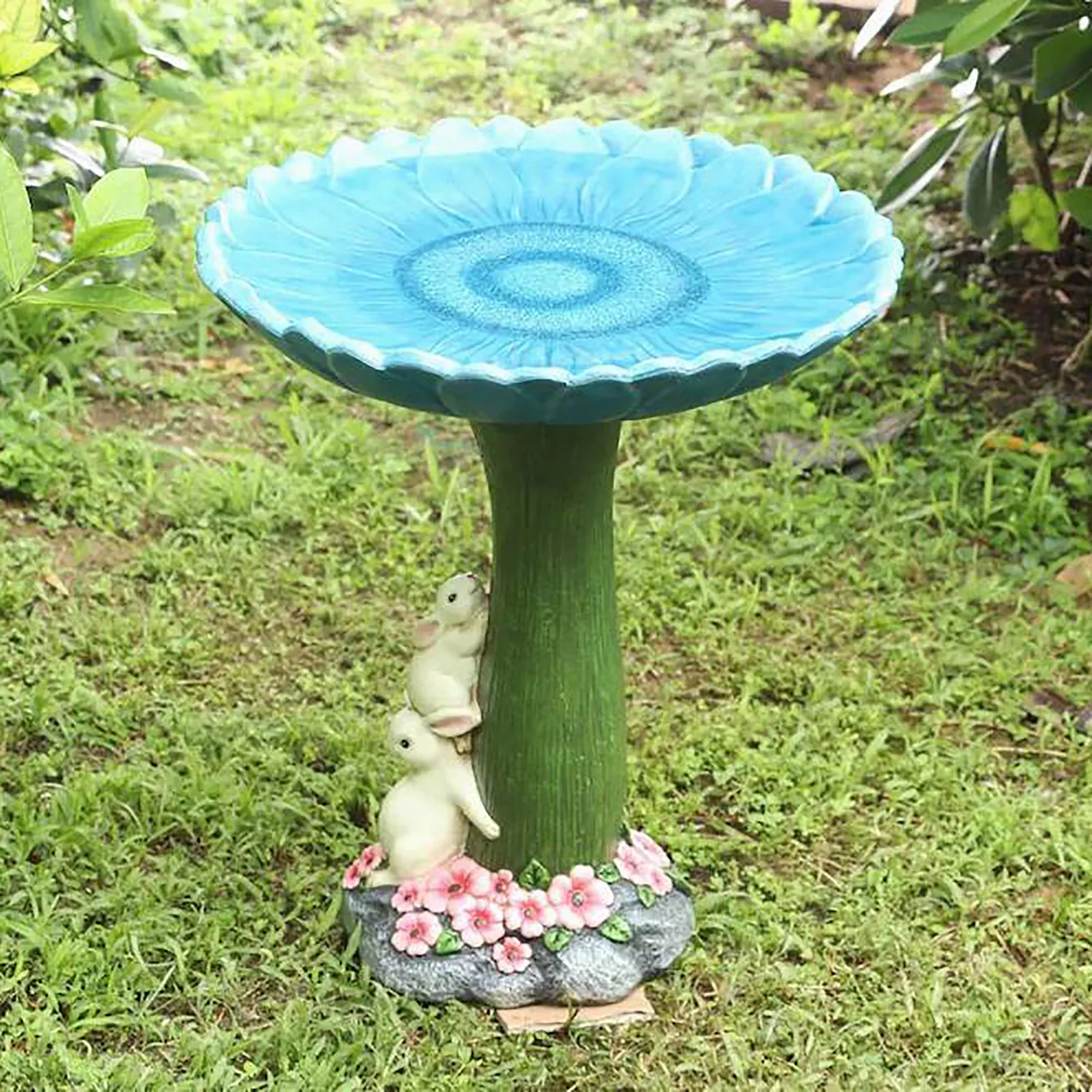 Resin Rabbit Birdbath Polyresin Antique Garden Bird Bath For Home Yard Animal Sculptures Ornament Miniatures Craft #T3G | Дом и сад