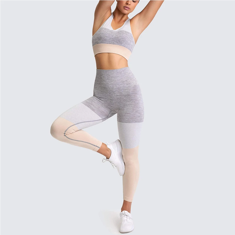 Укороченный топ бюстгальтер с подкладкой эластичные штаны для йоги высокой