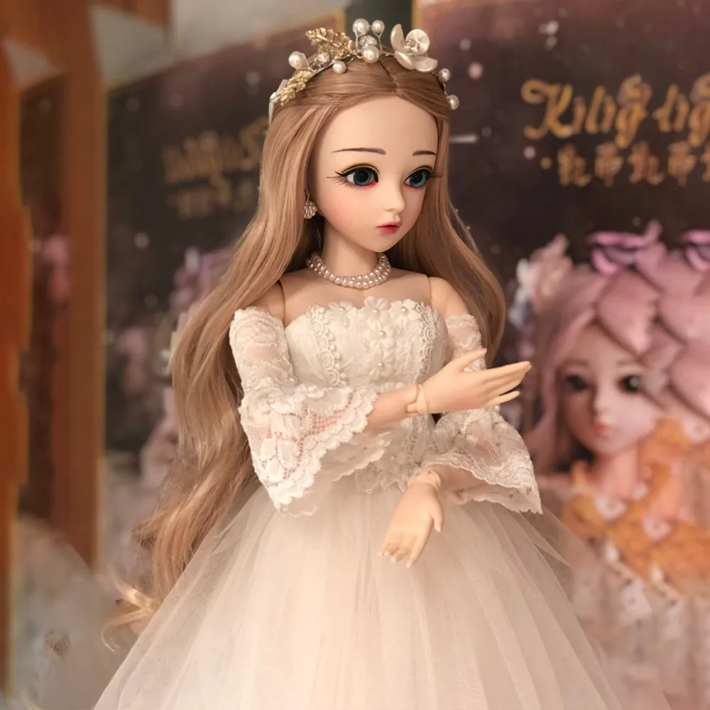 Кукла реборн Bjd 1/3 60 см кукла-невеста белое свадебное платье мягкие виниловые