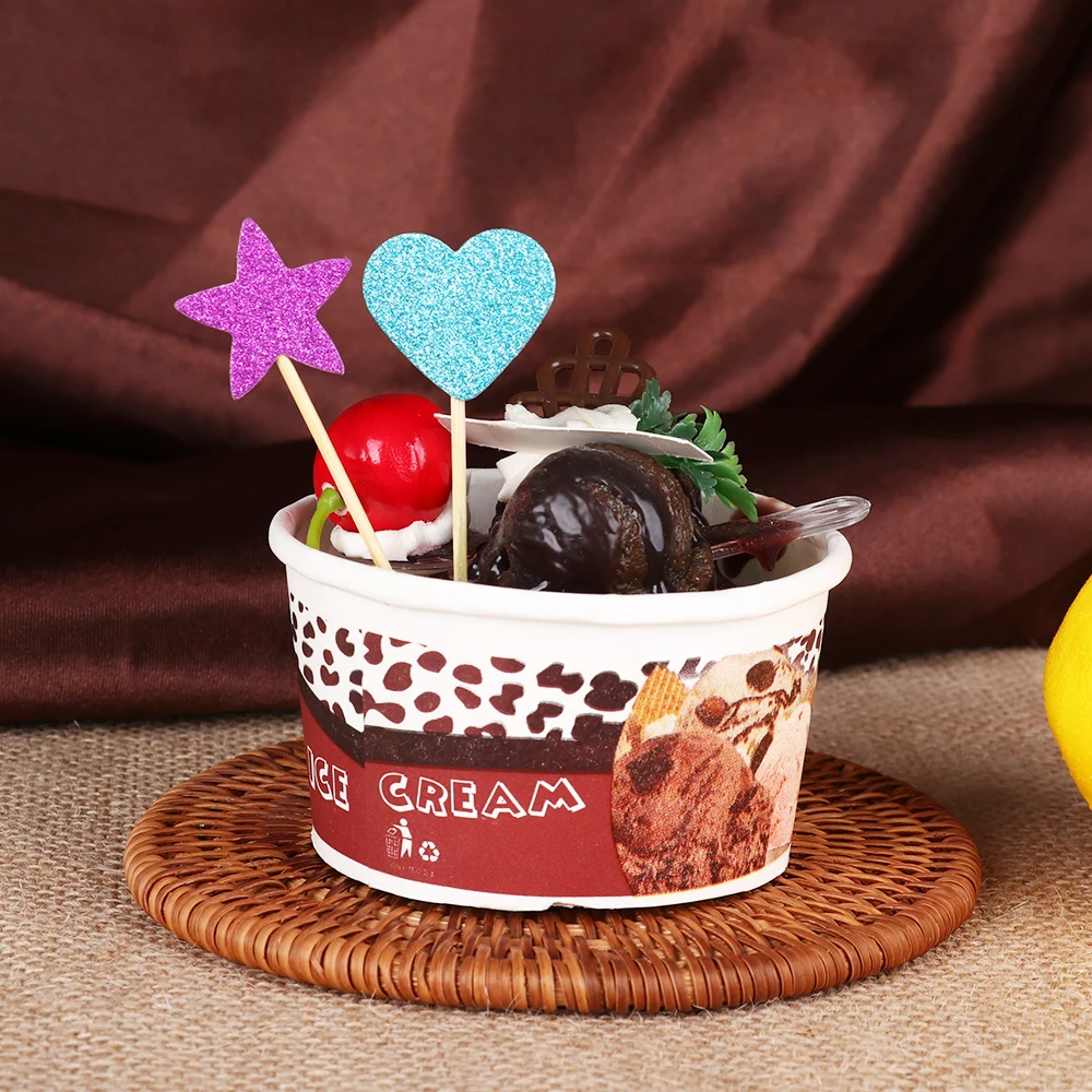 20 шт. новый милый Блестящий торт в форме сердца и звезды украшения для кексов на