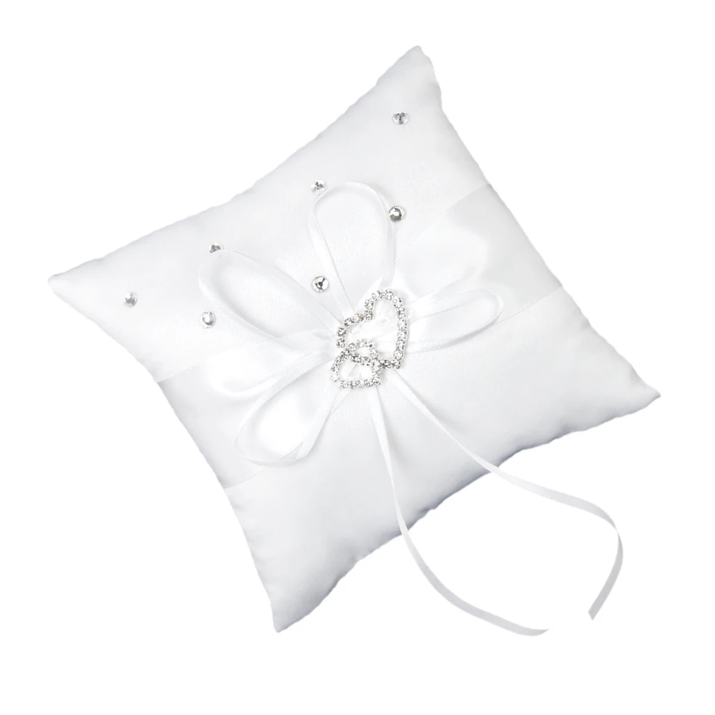 With All My Heart Crystal Diamante Wedding Ring Bearer Pillow White 15cm X15cm | Дом и сад